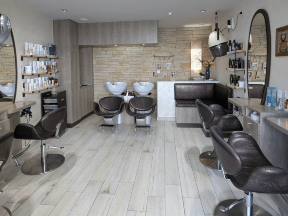 À vendre salon de coiffure à Sainte Marie sur Mer (Pornic). Emplacement idéal, clientèle fidèle, 3 niveaux, 6 postes, vue mer. Prix 80 000€.