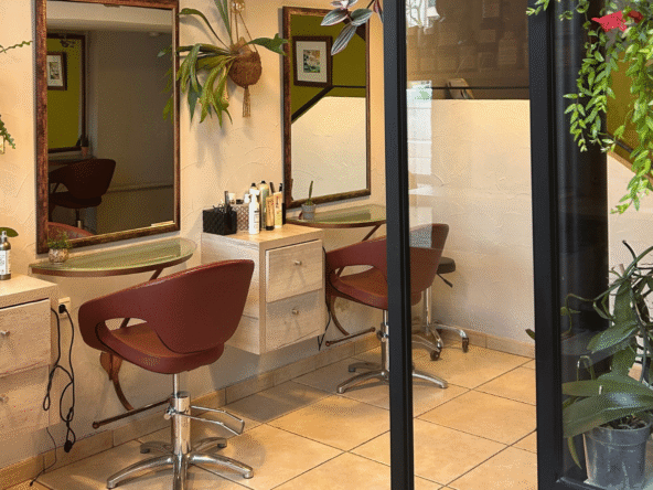 Salon de coiffure spécialisé en coloration végétale, emplacement premium, forte visibilité, clientèle fidèle, CA 182 000 €, loyer 600 €, clé en main.
