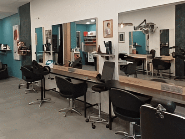 Salon de coiffure rénové à vendre en galerie commerciale dynamique, avec équipe en place, 6 postes, 3 bacs et CA HT de 160 000 €. Prix : 75 000 €.