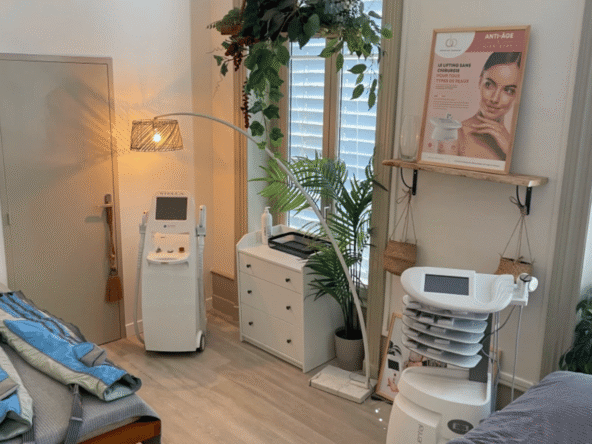 Institut de beauté à vendre, spécialisé en minceur, anti-âge et bien-être, avec 4 cabines, matériel haute technologie et formation incluse. Prix : 98 000 €.