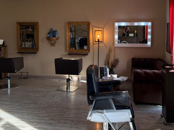 Salon de coiffure premium à vendre, rénové récemment, clientèle fidèle, parking privé, loyer attractif de 650 € et fort potentiel de développement.