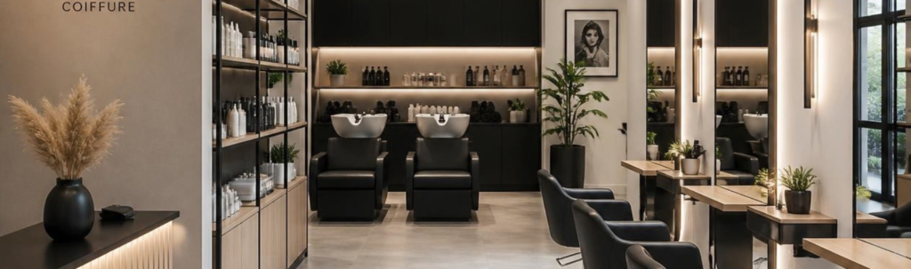 Salon de coiffure propre et bien entretenu.