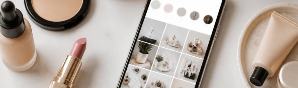 Communication d’un institut de beauté sur les réseaux sociaux.