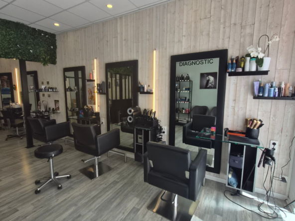 Salon de coiffure moderne à vendre dans un village dynamique, avec clientèle fidèle, équipement complet et accompagnement à la reprise.